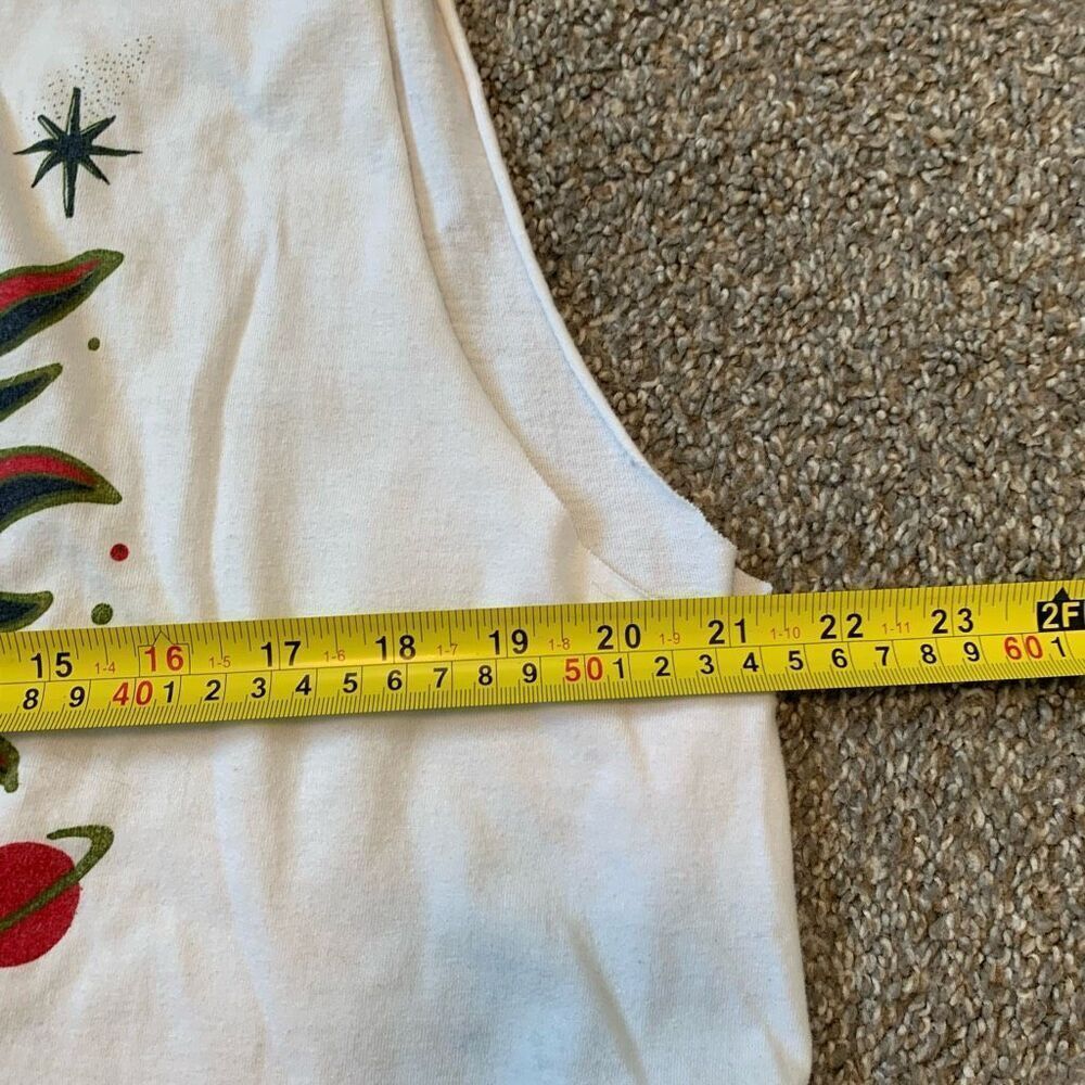 Vintage Aries White Cut Off Cropped T Shirt L Large Sun Moon Zodiac - Picture 7 of 8